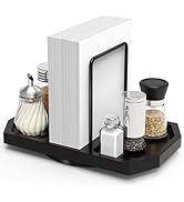 FODIENS Napkin Holder for Table, Rotating Napkin Dispenser with Salt and Pepper Shakers Storage, ...