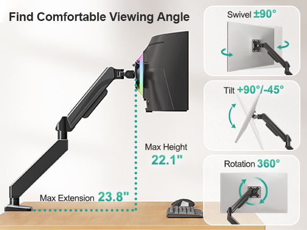single arm monitor mount