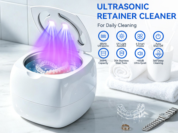 Retainer Cleaner Machine Denture Ultrasonic Dental Pod Mouth Guard Cleaner Night Guard Cleaner
