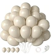 CVPARTYON White Sand Balloons 55 Pcs 12 Inch Sand White Neutral Latex Balloons Arch Kit for Birth...