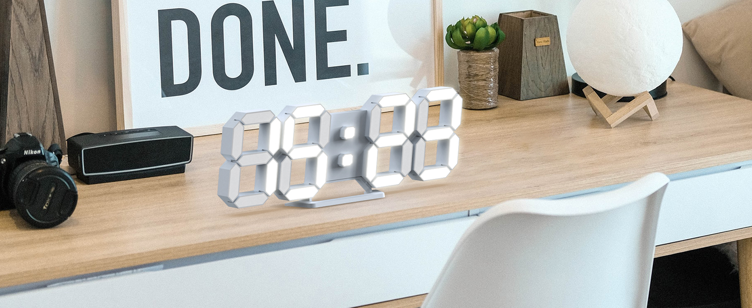 EDUP Home 3D LED Digital Wall Clock Desk Alarm Clock with Remote Control