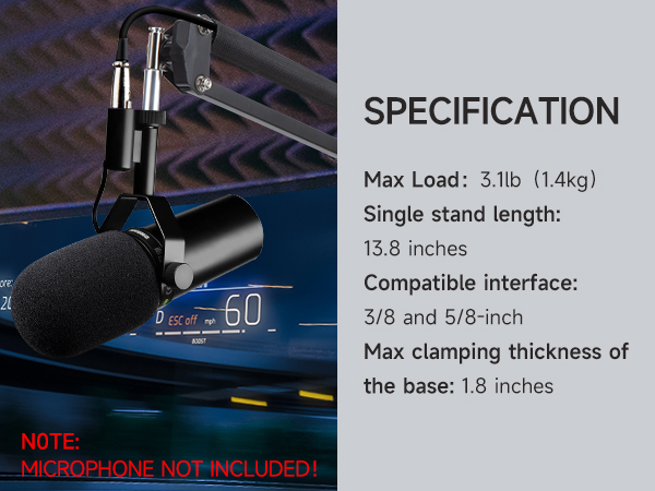 Shure sm7db accessories, Boom Arm for Shure sm7db microphone