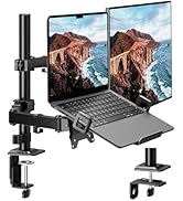 monTEK 2-in-1 Monitor Mount and Laptop Stand for Desk, Ergonomic Height Adjustable Monitor Arm Fi...