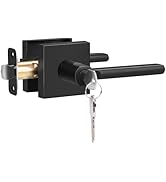 HOSOM Black Exterior Door Handle with Lock and Key, Entrance Door Lock for Front Door, Modern Key...