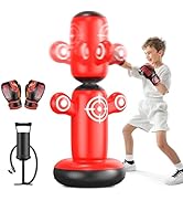 QPAU 64" Kids Punching Bag with Gloves - 360° Rotatable Agility Training Bag - 0.42mm Ultra-Durab...
