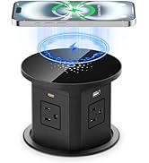 65W USB C Pop Up Outlet for Countertop, 9-in-1 Outlets with 10W Wireless Charging, 4 AC Outlets a...