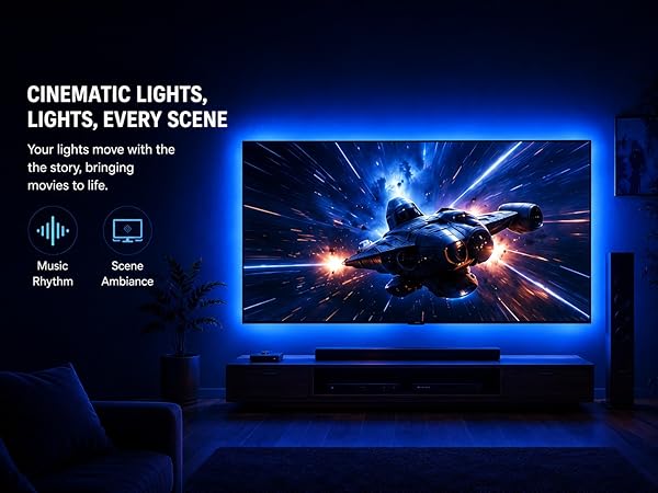 Cinematic lighting that moves with the story. Brings every scene to life with vivid ambiance.