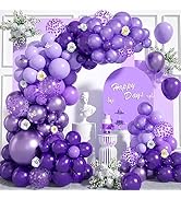 Purple Balloons Arch Garland Kit, 106Pcs 18/12/10/5 Inch Different Shades Dark Pastel Light Metal...