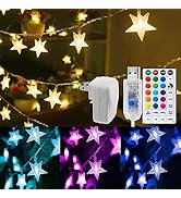 Minetom Star String Lights for Bedroom - 33 ft Plug-in Color Changing Star String Lights with Rem...
