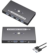 USB 3.0 Switcher 2 Computers, USB A & USB C Switcher 2 Computers Share 4 USB Devices, with 1 Desk...