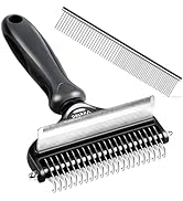Viretec Dog Deshedding Brush, Pet Grooming Brush, 2 in 1 Effective Undercoat Rake for Dogs and Ca...