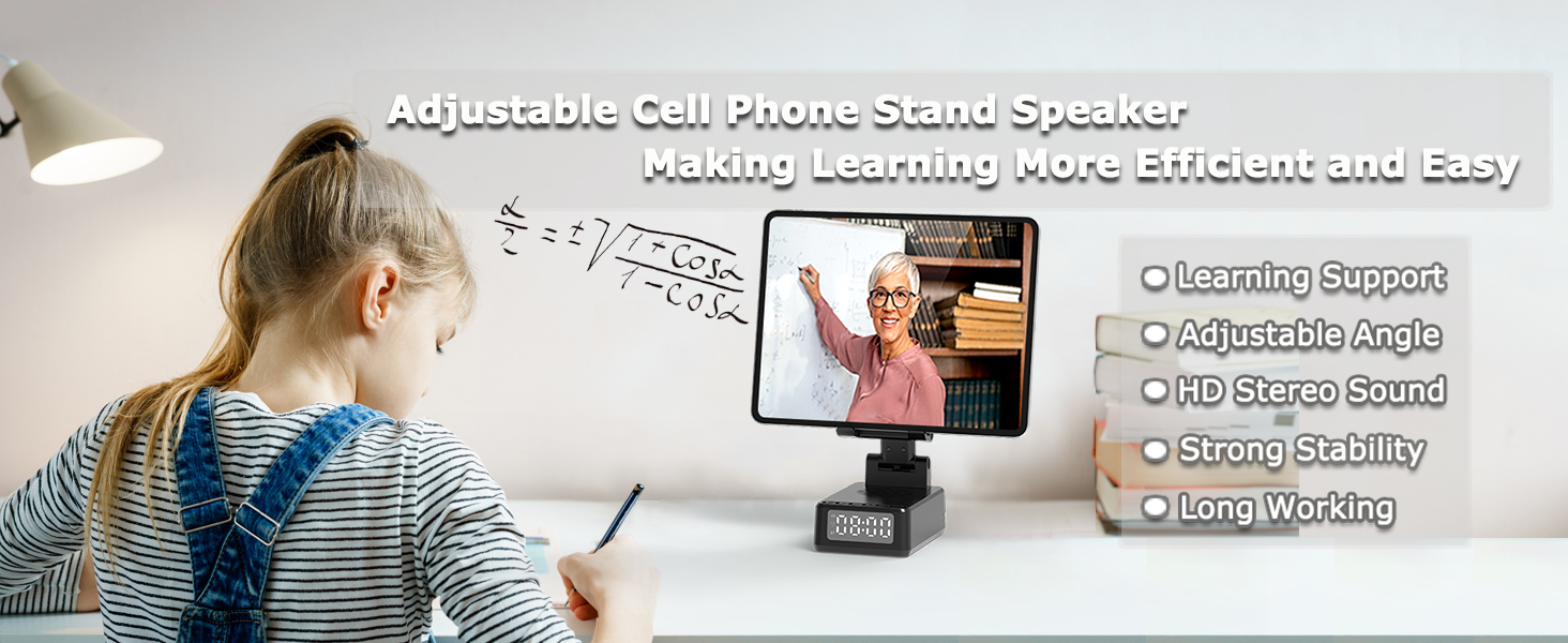 Bluetooth speaker with cell phone stand is perfect For kids leanring and studying