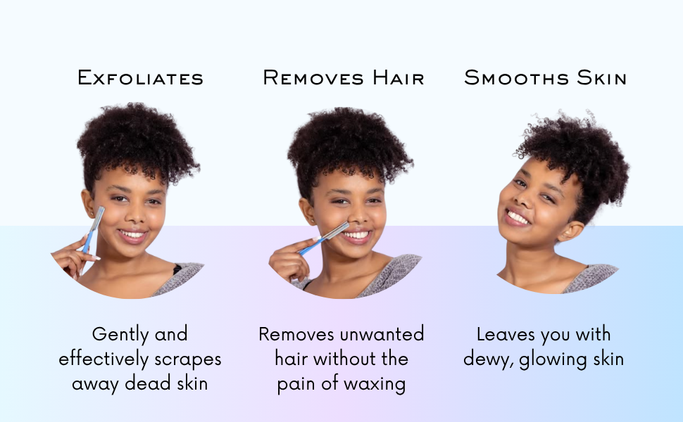 exfoliate, removes hair, smooths skin