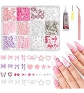 MelodySusie 3D Mixed Nail Charms and Gems, Include 12 Styles Colorful Bow Flower Pearl Heart Star...