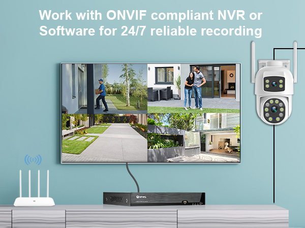 EVERSECU Dual Lens Linkage 6MP WiFi PTZ Security Camera Outdoor Tracking Motion Detection 