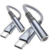 USB C to 3.5mm Aux Headphone Adapter [2Pack 0.6ft], sweguard USB Type C to 3.5mm Female Audio Don...