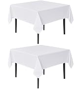 sancua White Square Tablecloths 54x54 Inch, 2 Pack - Fabric Table Cloth for Square or Round Table...