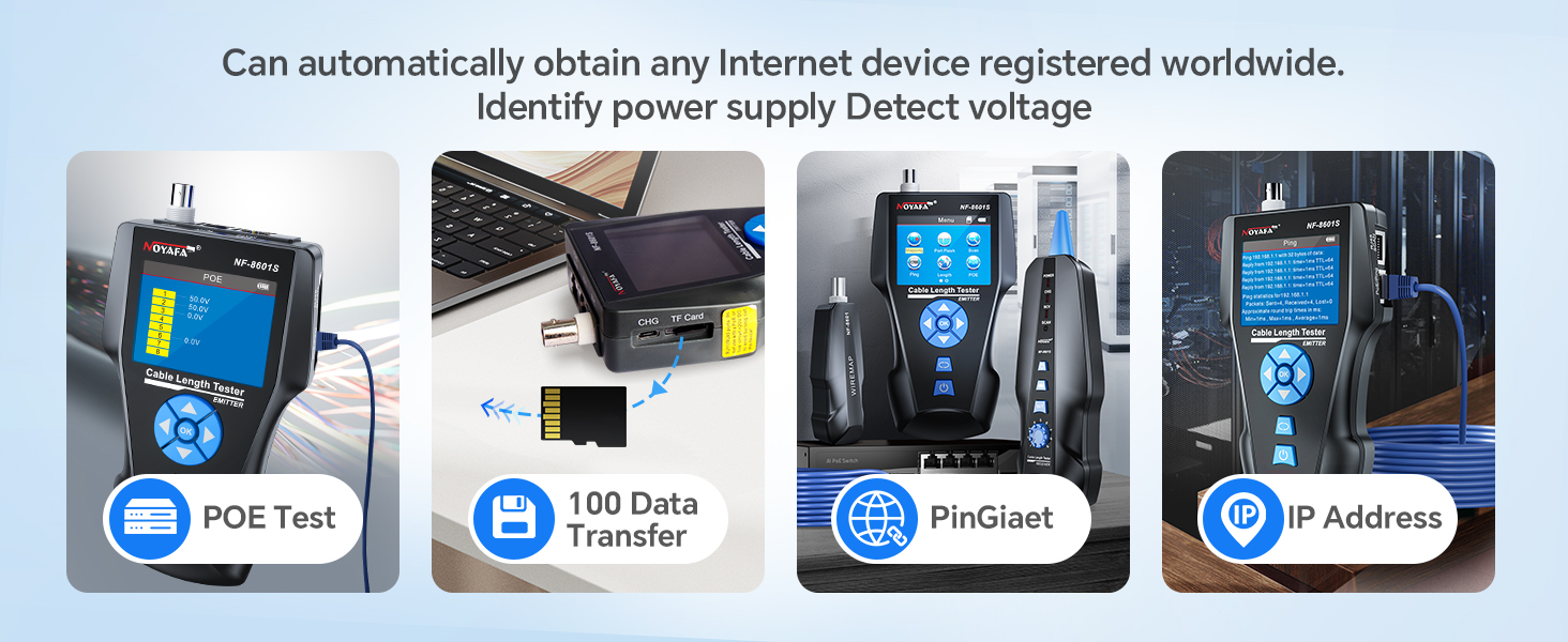 Network Cable Tester, Ethernet Tester with LCD Tracer, LAN Ethernet, PoE Test