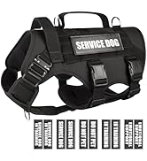 WINSEE Service Dog Vest Harness for Large Dog, Tactical Working MOLLE Vest with 10 Pet Patches, N...