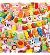 100 Pack Animal Erasers Desk Pet for Kids 3D Puzzle Pencil Eraser Take Apart Bulk Treasure Box To...