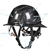 COOLJOB Carbon Fiber Hard Hat with Safety Goggle, Full Brim Safety Helmet OSHA Approved, 6-Point ...