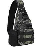 ZHIERNA Tactical Sling Crossbody Backpack with Water Bottle Holder, MOLLE EDC Shoulder Sling Ches...
