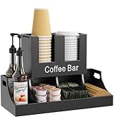 Busidhji Coffee Station Organizer, Wooden Coffee Bar Organizer for Countertop, Coffee Condiment a...
