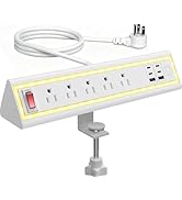 Desk Clamp Power Strip with Nightlight, 40W Fast Charging, 10FT Extension Cord, 4x20W USB-C &amp; 2 U...