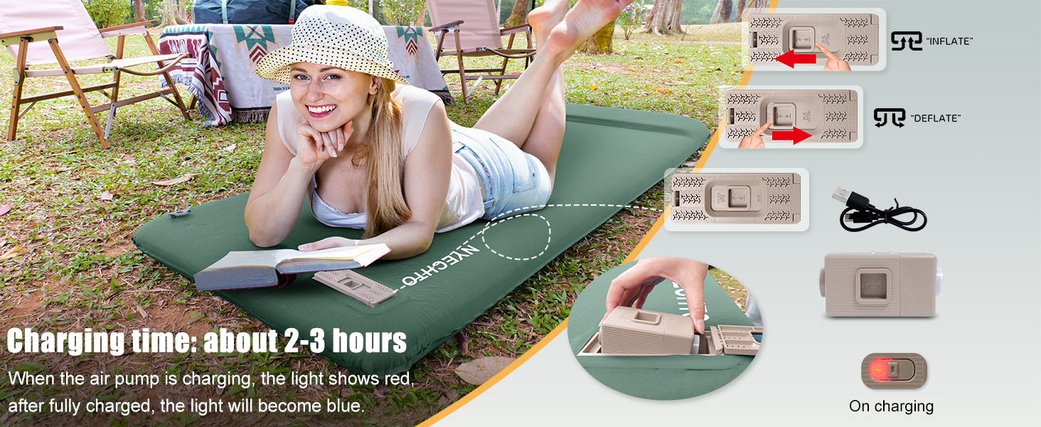 sleeping pad for camping with electric pump