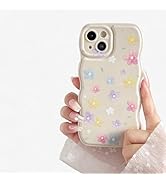 FABSPARK Case for iPhone 15 Pro Max,Cute Flower Floral Pattern Wave Design Curly Wavy Frame Case,...