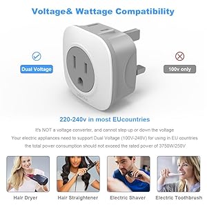 2 IN 1 Type G Travel Plug Adapter