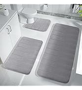Yimobra Memory Foam Bath Mat Set, Bathroom Rugs for 3 Pieces, Toilet Mats, Soft Comfortable, Wate...