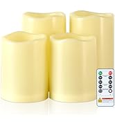 5plots D3 X H4 4" 5" 5" Set of 4 Flameless Outdoor Waterproof Candles, Battery Operated Led Candl...