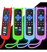 4 Pack Remote Cover for Roku, Silicone Skin Case Compatible with TCL Roku TV/Hisense/Streaming St...