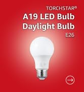 TORCHSTAR 6-Pack A19 LED Light Bulb 60W Equivalent, Dimmable, 5000K | UL Listed, 9W 800lm, Daylig...