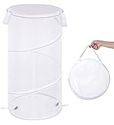 BATTOO Large Collapsible Laundry Basket with Lid Foldable Mesh Pop Up Hamper with Handles for Lau...