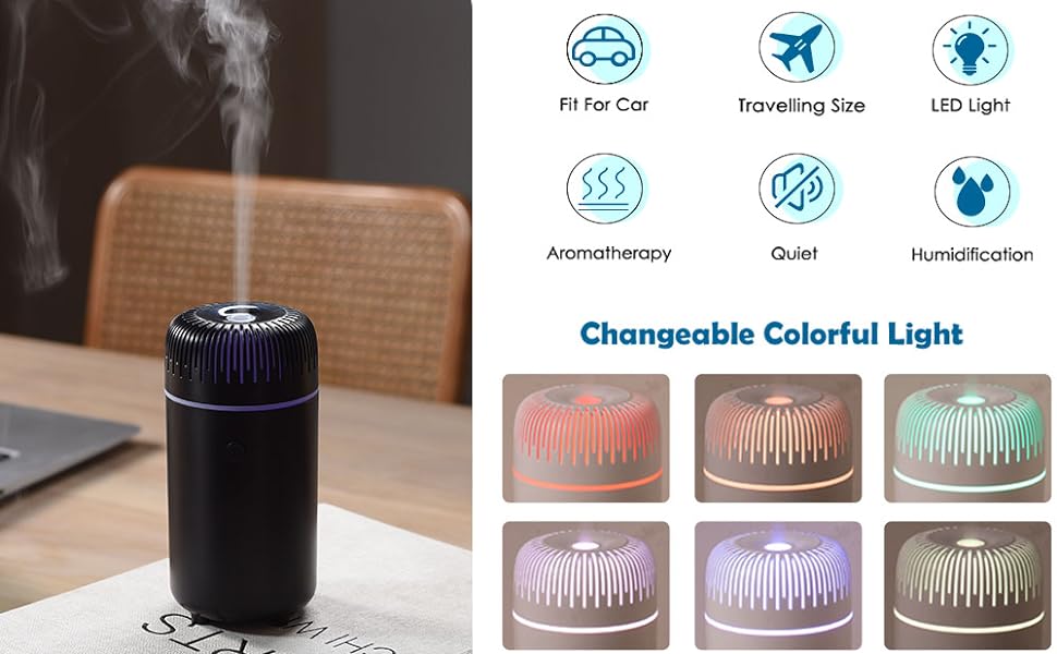 Car Diffuser Humidifier Aromatherapy USB Essential Oil Diffuser Cool Mist Portable