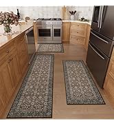 KIMODE Kitchen Rugs Non Slip Washable, Boho Farmhouse Kitchen Rugs Sets of 3, Rubber Kitchen Mats...