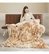 Faux Fur Heated Throw Blanket for Couch - 50