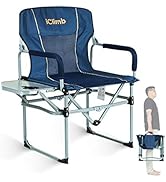iClimb Heavy Duty Compact Camping Folding Mesh Chair with Side Table and Handle