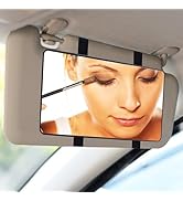 Car Sun Visor Mirror, Cosmetic Makeup Mirrors with Straps, HD Car Interior Cosmetic Mirror, Unive...