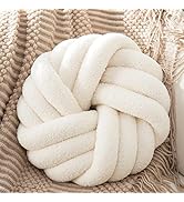 XIAIJIA Knot Pillow Ball Soft White Round Throw Pillows Plush Knot Throw Pillow for Couch Home De...