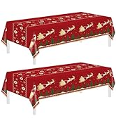 Christmas Tablecloth,2 Pack Disposable Plastic Tablecloths for Rectangle Tables 54