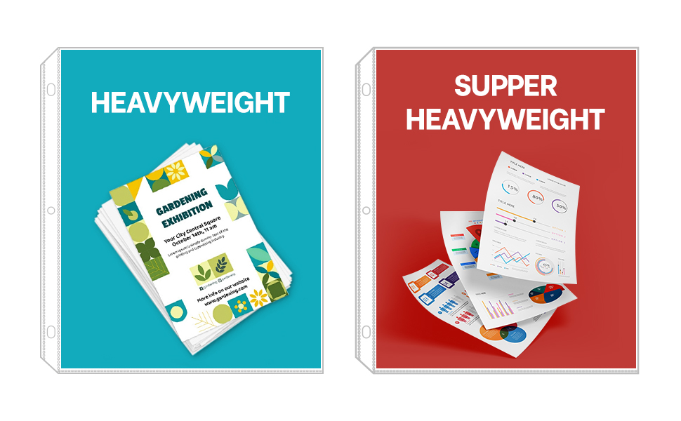 Heavyweight Super Heavyweight Protectors, Heavy Duty Sleeves for 3 Ring Binders