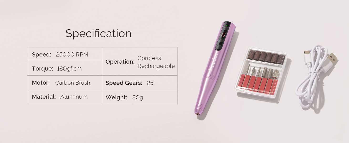 MelodySusie Cordless Electric Nail Drill