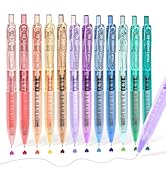 Four Candies 12Pack 0.5mm Quick Dry Retractable Gel Pen Set, Cute Transparent Fine Point Multicol...