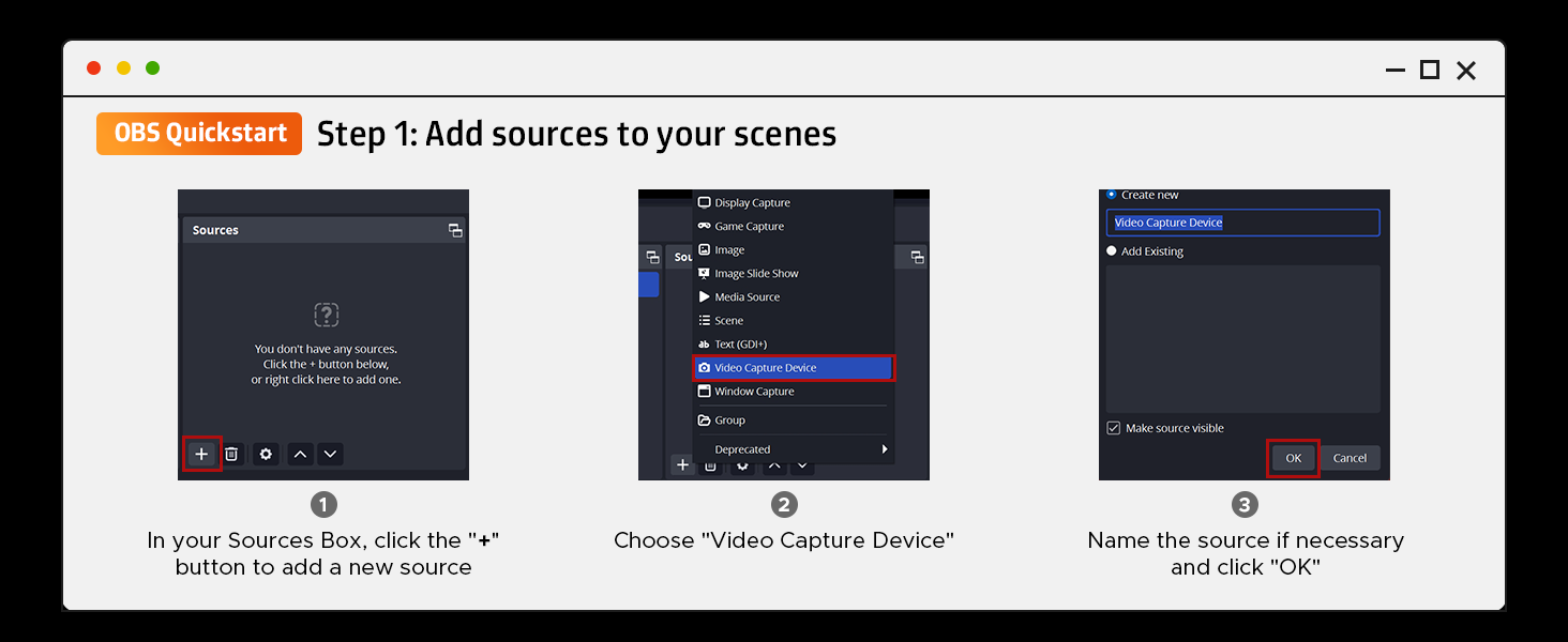 OBS Studio Quickstart : Step 1