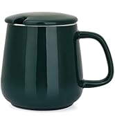 VOBAGA 15oz Ceramic Coffee Mug with Lid and Flat-Bottom, Morning Coffee Mug for Daily Use Warming...