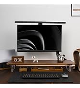 ROCDEER Bamboo Monitor Stand Riser with Acrylic Legs for Desk, 31.5 Inches Desktop Shelf Supports...