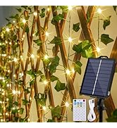 OMIKA Solar Fairy Lights with Vine, 66FT 200LED Solar String Lights &amp; USB Outdoor Waterproof with...